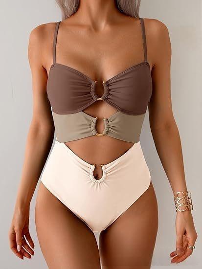 1 Piece Swimsuit for Women Ring Linked Sexy Bathing Suit Cutout Swim Suit Swimwear Swimsuits Beachwear,Swimsuits Slimming Bikini Swimwear