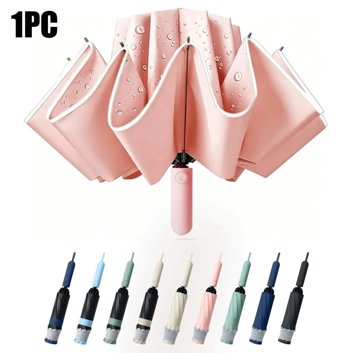 Large Windproof Travel Umbrella, Reverse Automatic Folding Car Umbrella, Portable Foldable Umbrella, Rain and Sun Protection, Compact Design, Waterproof Canopy, 10 Durable Spokes, Portable, Unisex