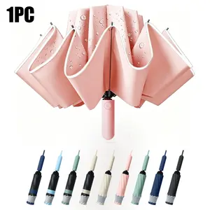 Large Windproof Travel Umbrella, Reverse Automatic Folding Car Umbrella, Rain and Sun Protection, Compact Design, Waterproof Canopy, 10 Durable Spokes, Portable, Unisex