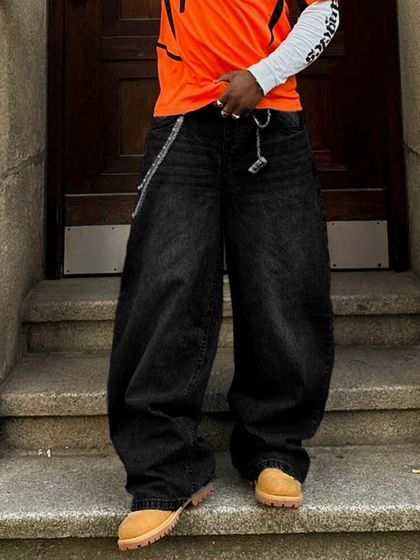 Men's New Fashion Regular Fit Jeans, Casual All-Season Washed Denim Long Pants, Classic Style, Zipper Fly, Plain Pattern