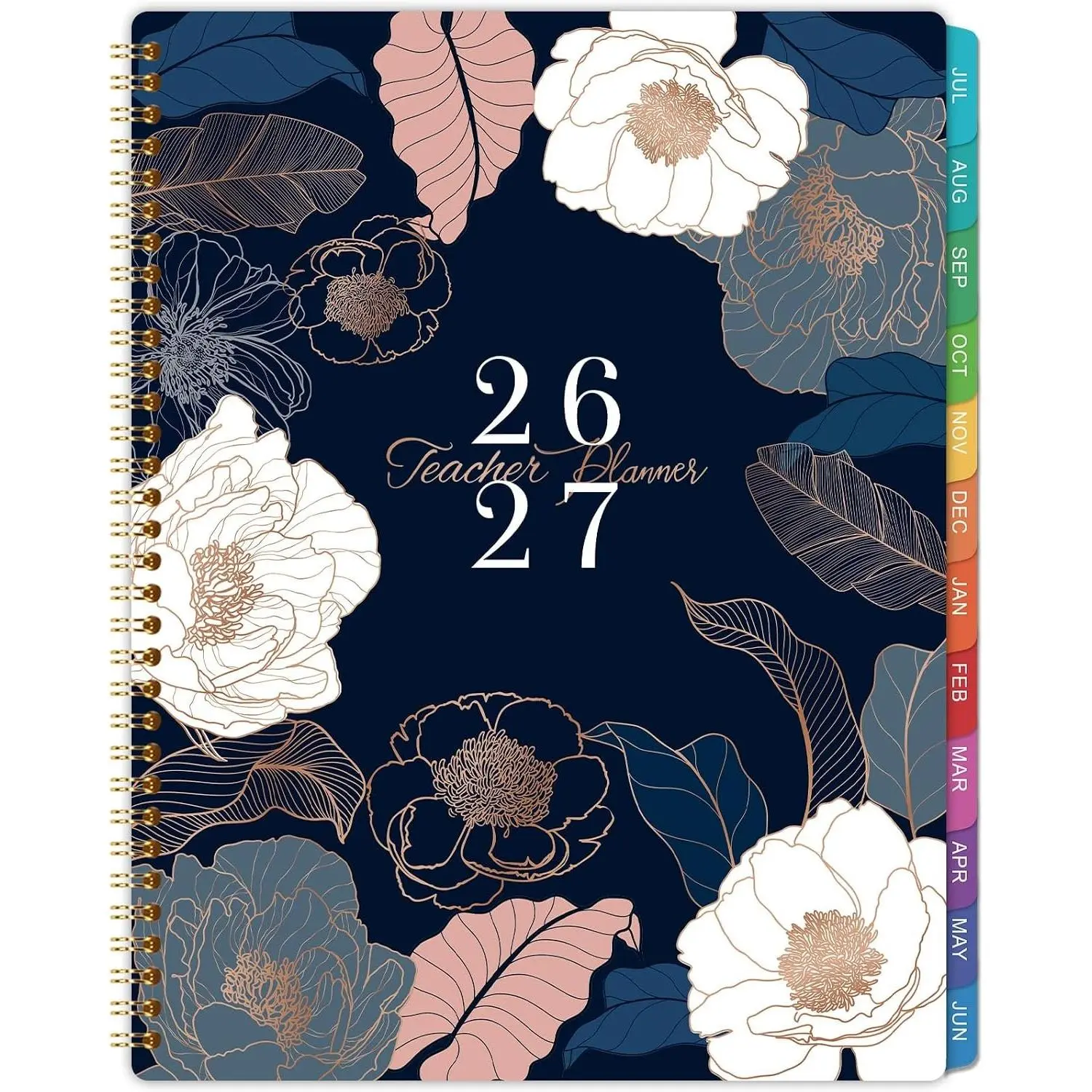 Teacher Planner 2026-2027 - Weekly & Monthly Lesson Plan Book, July 2026 - June 2027, 11" x 8.3", Engraved Floral