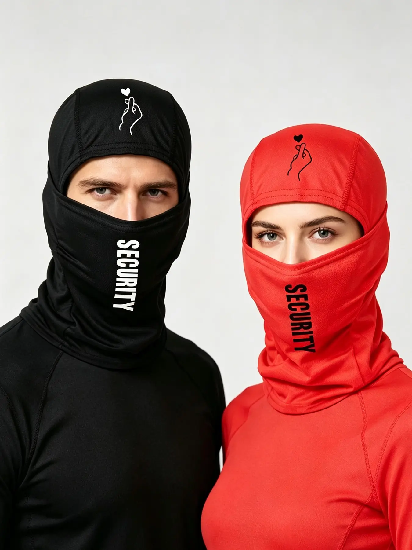 3pcs/2pcs/1pc Unisex Hip Hop Letter with Heart Printing Balaclava Mask Neck Gaiter Headwear Breathable Face Covering Mask for Men Women Outdoor Sports Hiking Fishing Commuting Suitable for Daily Wear