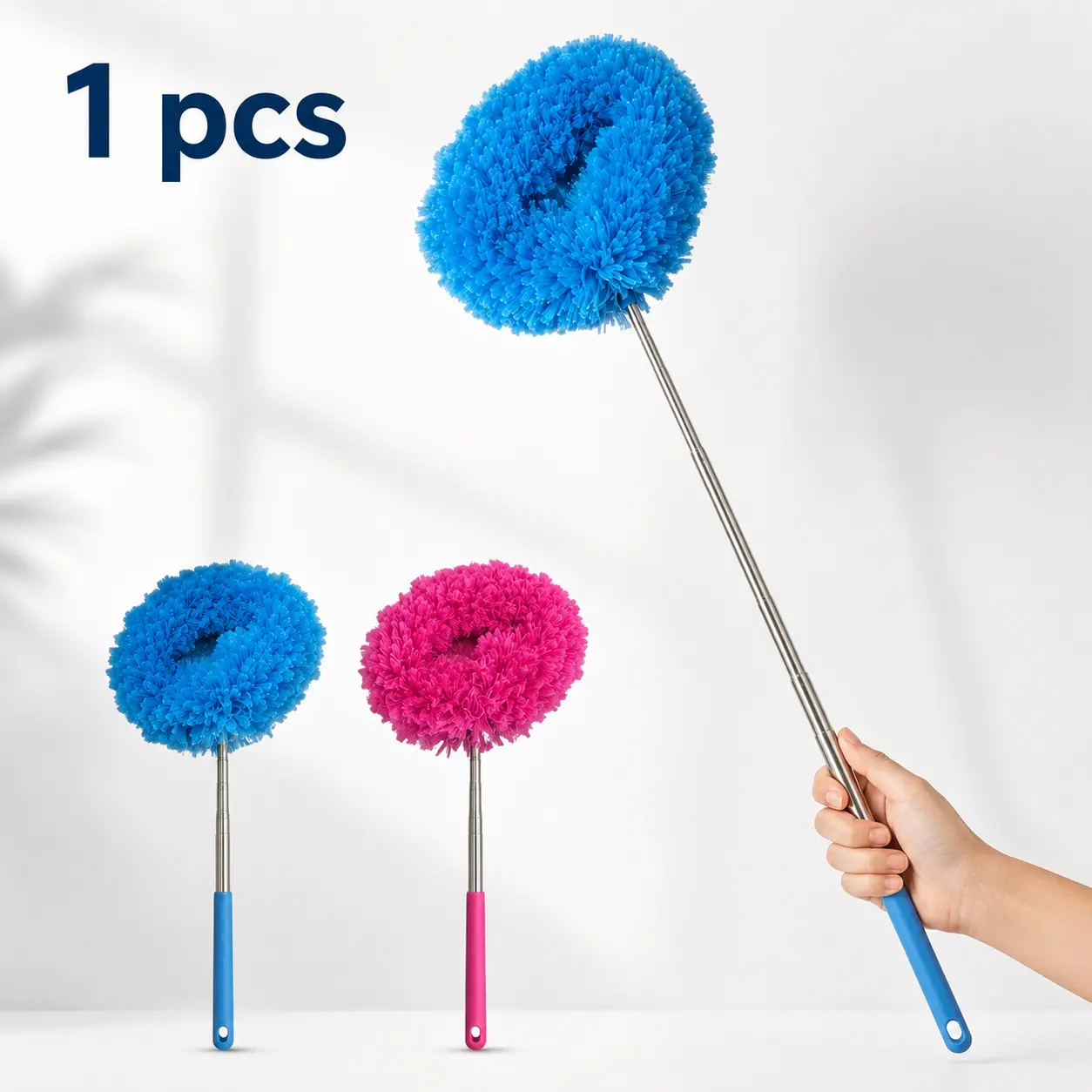 Extendable Microfiber Duster, Long Handle Ceiling Fan Cleaner, Washable Reusable Dusting Brush for High Ceilings, Furniture & Cars