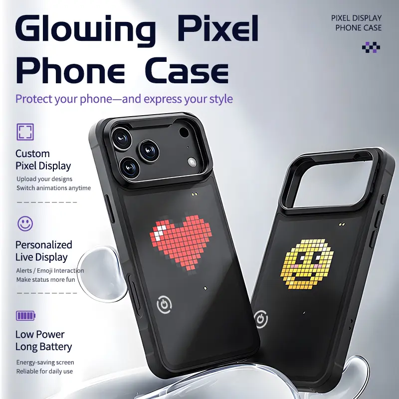 Suitable For IPhone 17 Series DIY Pixel Ink Screen, Stylish Cellphone Accessory, Customizable Images, With NFC E-Ink Smart Display Capable Of Showing Photos