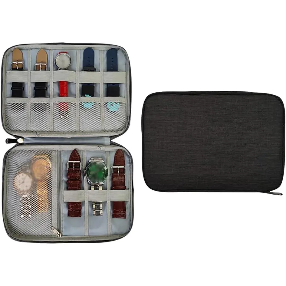 Watch Band Storage Case Watch Band Carrying Bag Portable Watch Strap Case Watch Band Holder Organizer Watch Bands Accessories Black