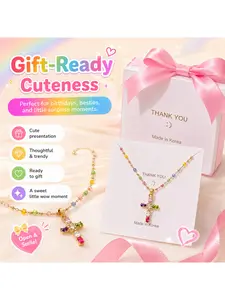 Dopamine Colorful Crystal Cross Necklace for Women, Gold Tone Rainbow Rhinestone Cross Pendant Necklace, Adjustable Length Cute Jewelry for Daily Wear and Gifting