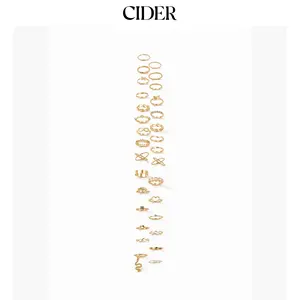 Cider 30 PCS HEART & BOWKNOT & GEMSTONE RING SET