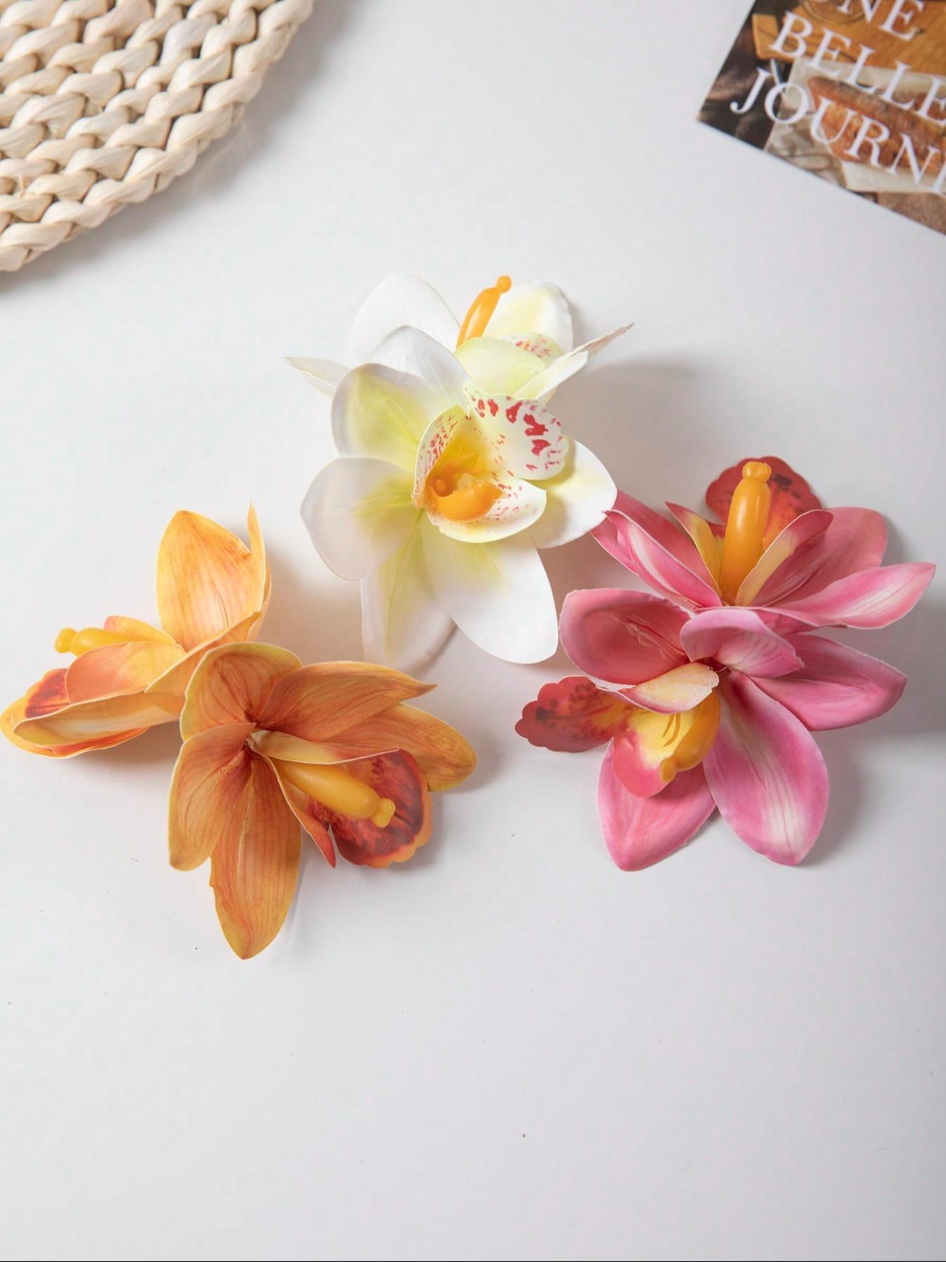 Flower Design Hair Clips, Floral Hair Clips, Hawaiian Flower Hair Clips, Tropical Hair Accessories, Hair Accessories for Women & Girls, Suitable for Thick Hair, Hibiscus Hair Pin, Flower Claw Clips
