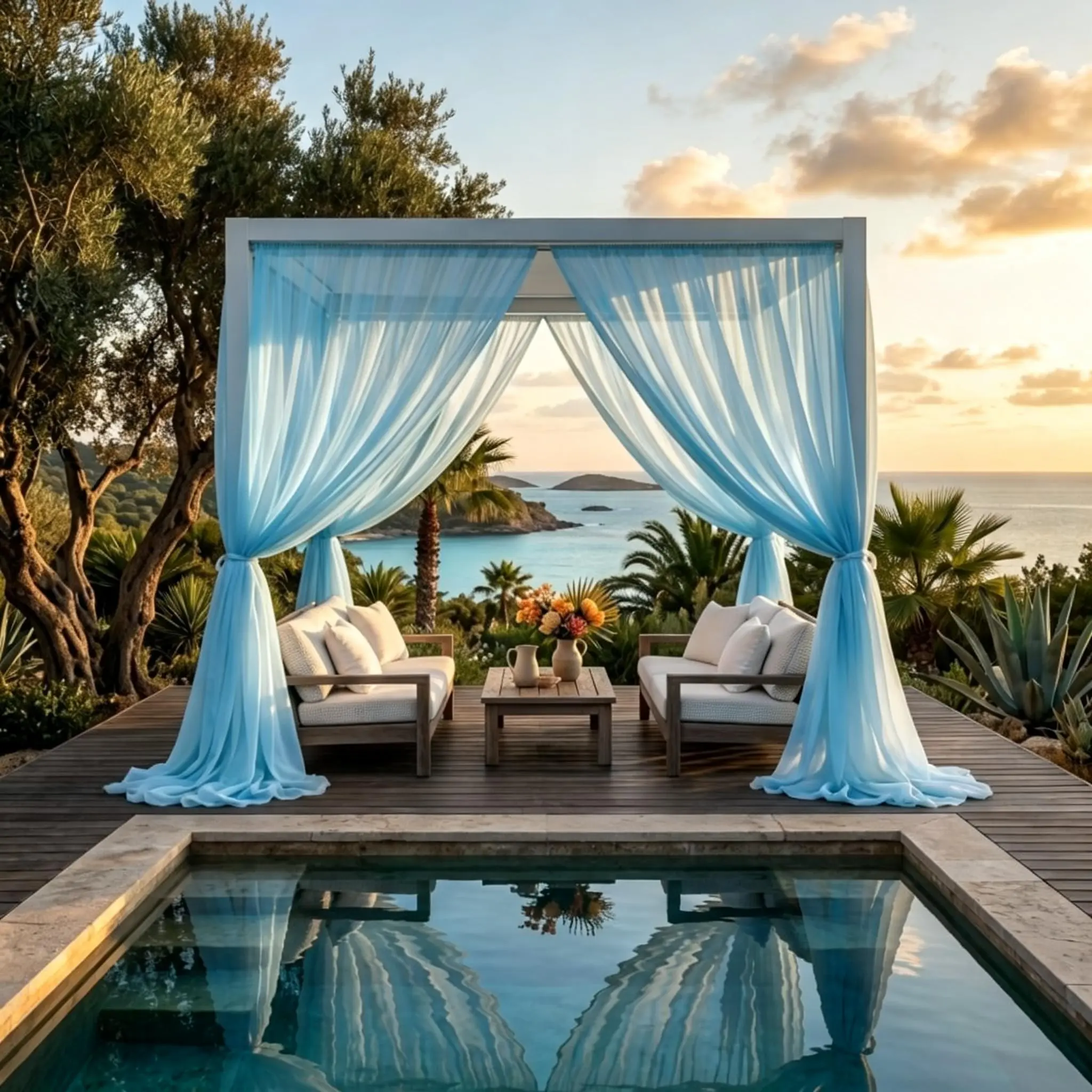 4 Pcs Sky Blue Rod Pocket Sheer Curtains are lightweight and breathable. They allow soft light to pass through while protecting privacy. This fresh style works perfectly for home decoration and elegant room division.