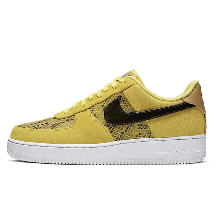 Nike Air Force 1 Yellow Snakeskin Sneakers for Men – Retro, Slip-Resistant, Lightweight, Low-Top Verifiable, with credentials and supporting global authentication