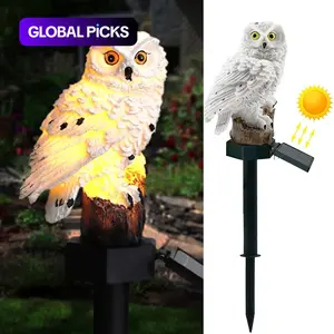 Owl Figure Solar LED Lights, Outdoor Solar Lighting, Resin Garden Waterproof Decorations, Stake for Outdoor Yard, Patio, Lawn, Bird Repellent, Gift for Women, Owl Lovers #GLOBAL PICKS
