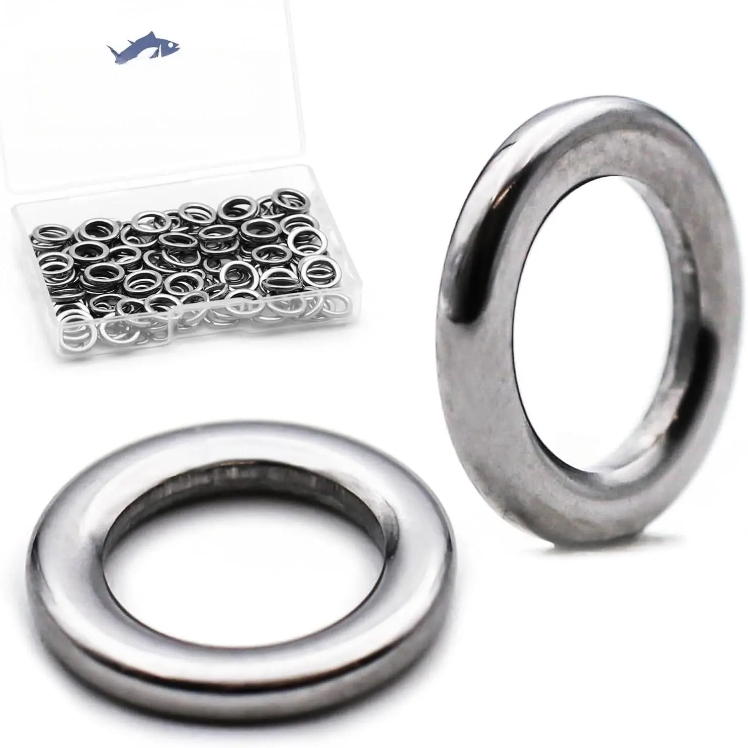 50 count Solid Rings Fishing, Stainless Steel Ring for Assist Hooks | High Strength Smooth Split Rings Fishing Lure Connector Fishing tippet Ring Kit Line Freshwater saltwater Loop rigs