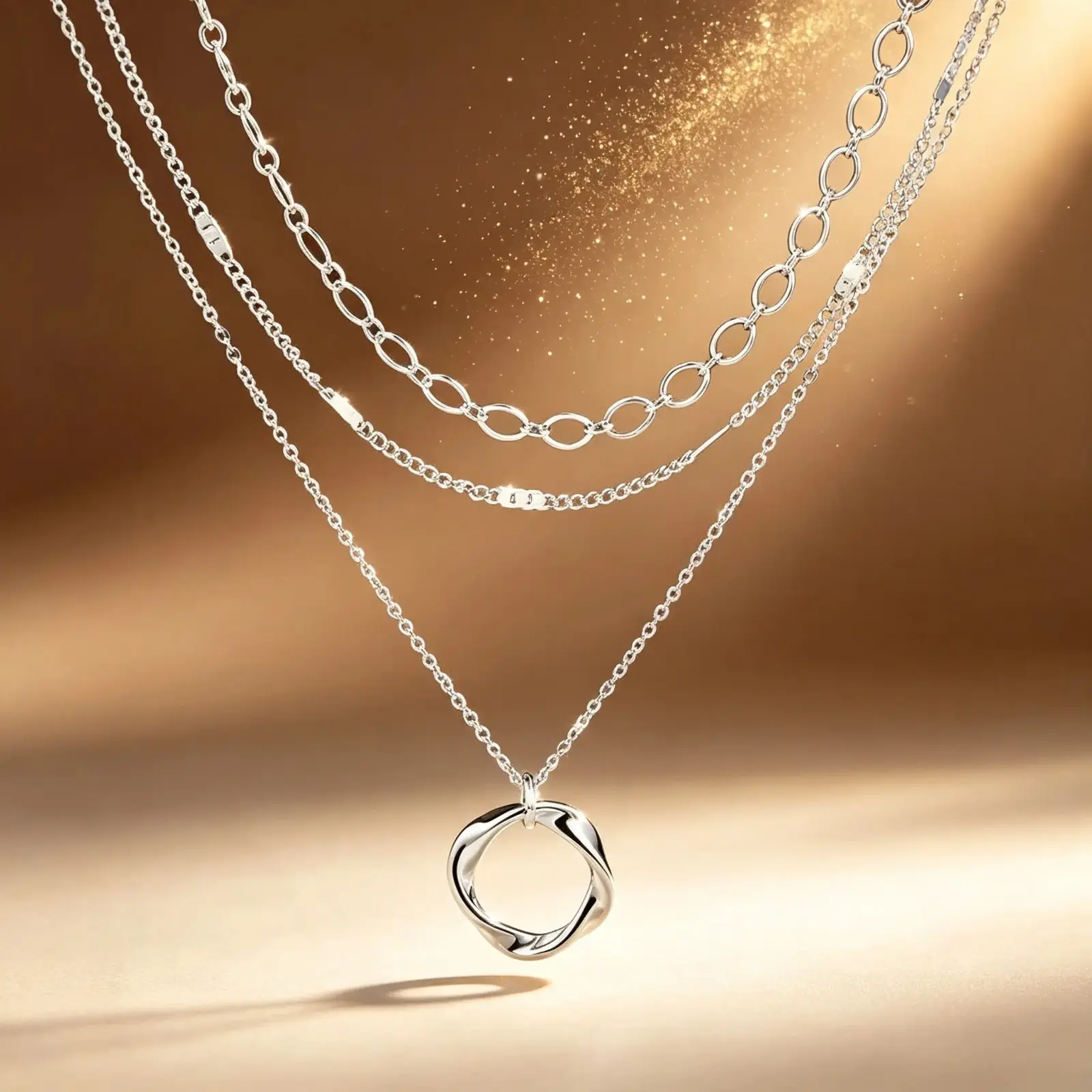 925 Sterling Silver Layered Stacking Necklace, Cute Circular Pendant Unisex Timeless Statement Jewelry, Delicate Accessory for Daily Wear, Party Occasions & Holiday Gift‑Giving