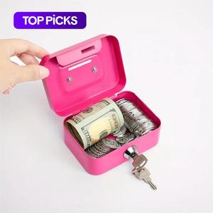mini money saving storage box with key, multipurpose portable coin deposit organiser box with handle, smart money box, cash saving box, pink home decor supplies, money organizer box, room accessories