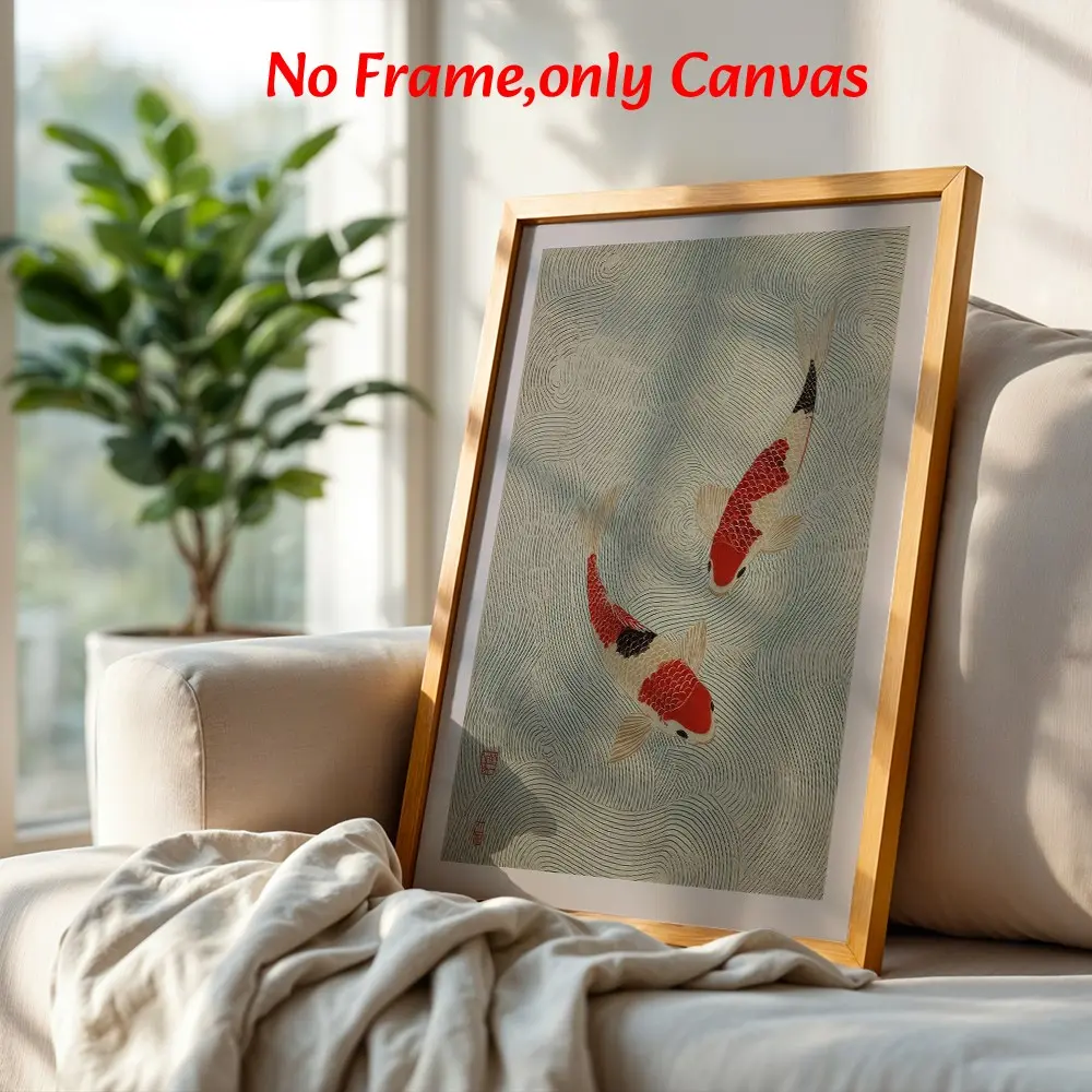 Japanese Style Koi Fish Posters, Koi Carp Canvas Prints, Aquatic Life Wall Decor, Unframed Art for Living Room, Bedroom, Office, Gifts