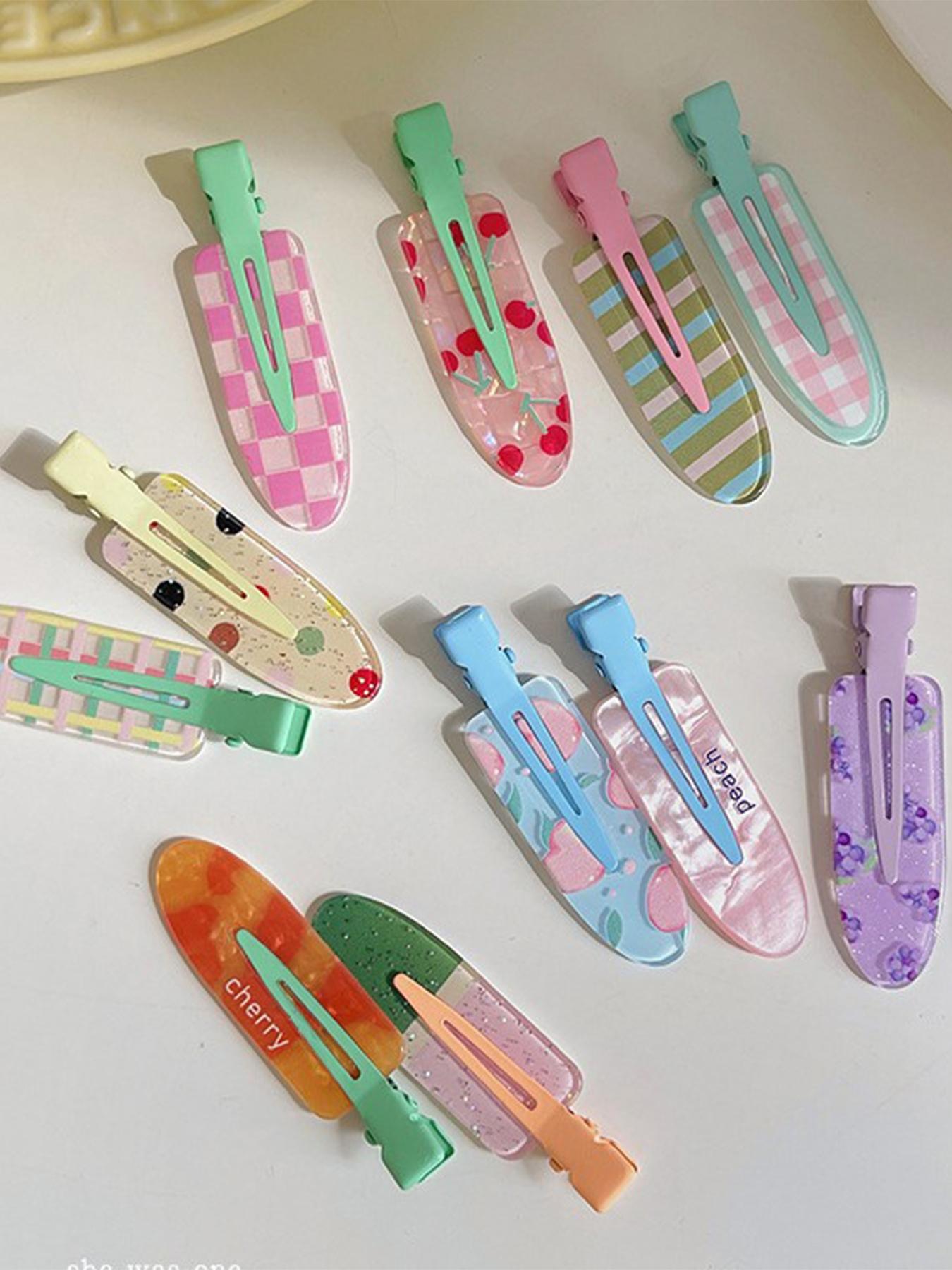 Dopamine Colorful Hair Clips Set, Cute Grape Design, Side Clip & Splitter, Fashion Accessories for Women, Daily Use