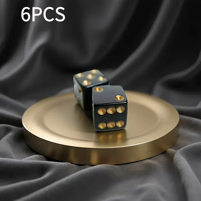 6 Gold D6 Dice, Classic Design, Acrylic Board Game Accessories, Family Entertainment, Party Gifts, Durable Gaming Dice