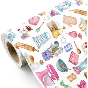 WRAPAHOLIC Baking Wrapping Paper - Mini Roll - 17 Inch x 16.5 Feet - Utensils Set Baking Cake Wrapping Paper Perfect for Cake lover, Bakers, Birthday