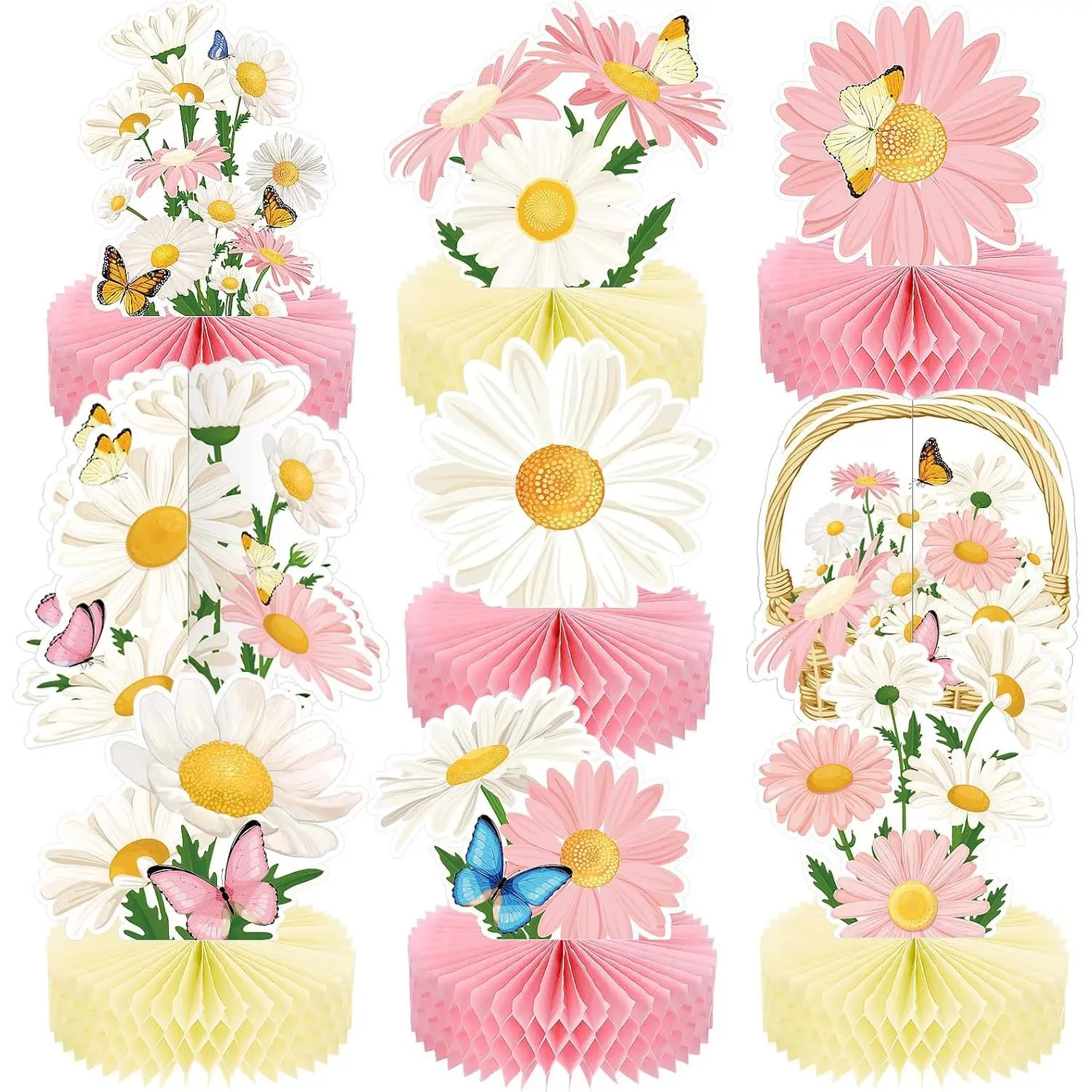 9 count Daisy Table Decorations, Flower Birthday  for Party | Wildflower  Centerpieces, for Summer Party, Spring Birthday, Garden,  Shower, Wedding