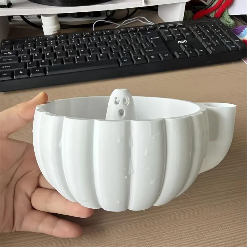 Halloween Pumpkin Berry Swirl Bowl with 360° Rotating Drainer and Central Conical Drain Hole, Quick Hydro Rinse, Party Centerpiece, Theme Tableware, Serving Bowls