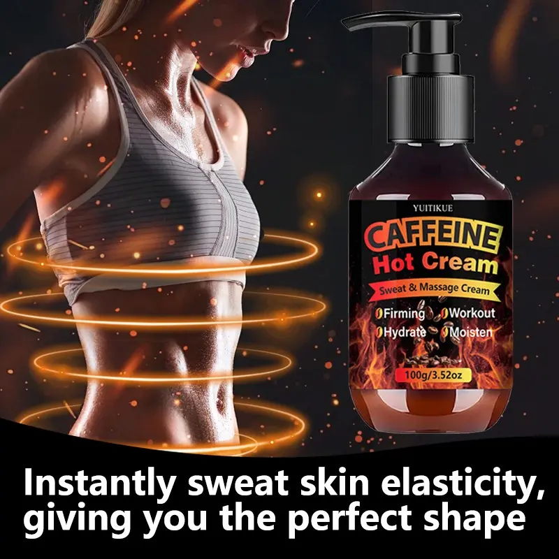 Caffeine Hot Cream Sweat Massage Tightening Body Exercise Cream 100g, Firming Belly Cream, Firming and Sculpting, Ideal for Workout Recovery