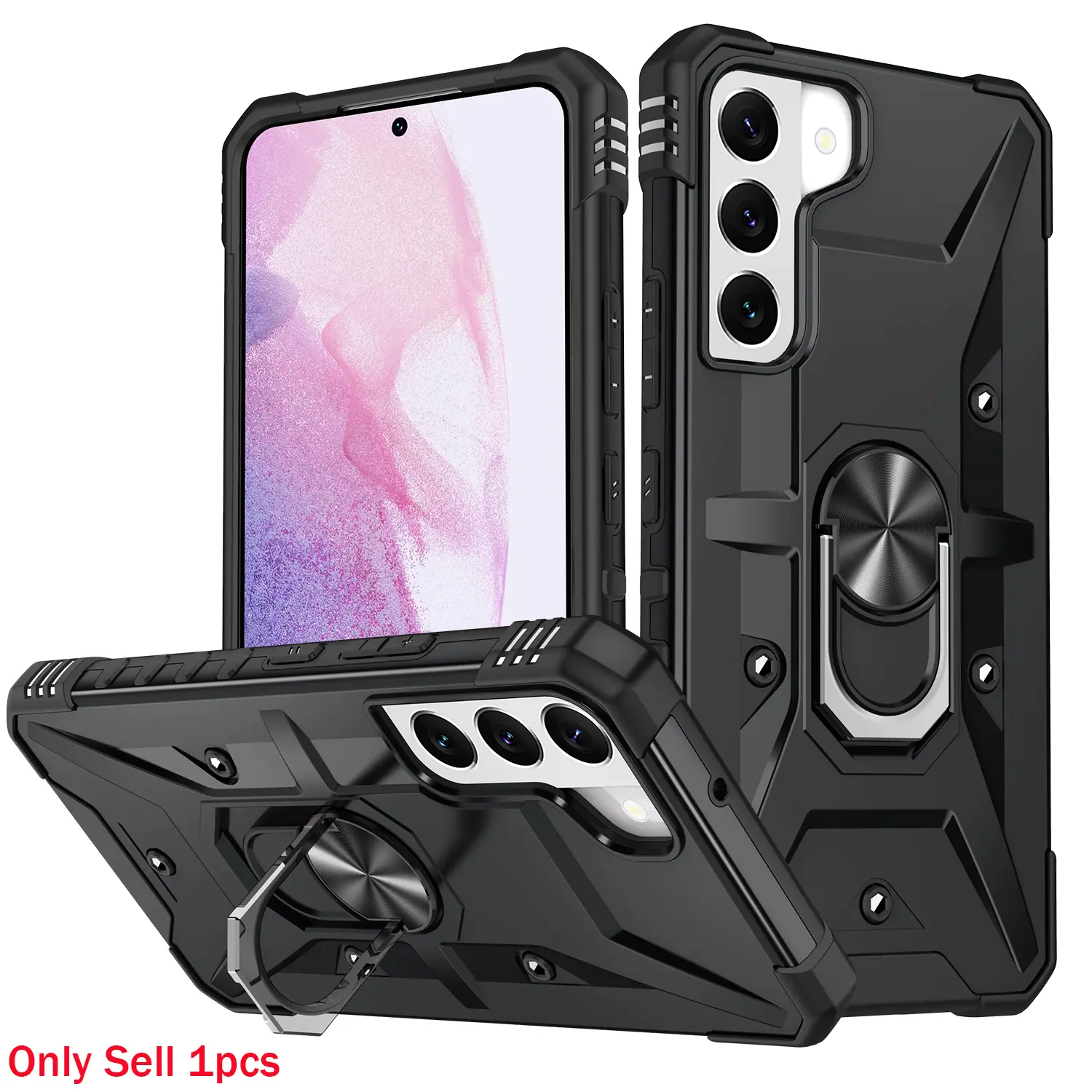 Case for Samsung Galaxy S21 Protective Armor Hard Casing, Scratch-Resistant, Shockproof, 360° Rotatable Ring Stand, Dual-Layer Durable, Full Coverage, Wear-Resistant for Samsung Galaxy S21 Case