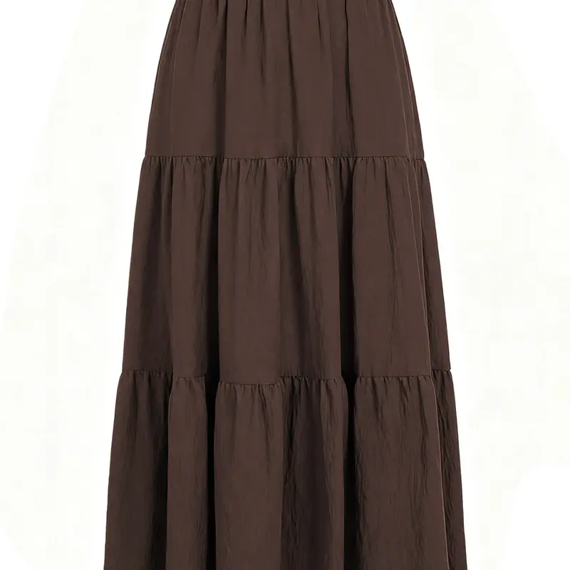 High-Quality Pocket High-Waist Long Skirt, Loose-Fitting A-Type Design, Plain Surface, All Seasons, Fashionable Commute & Casual Wear, Women