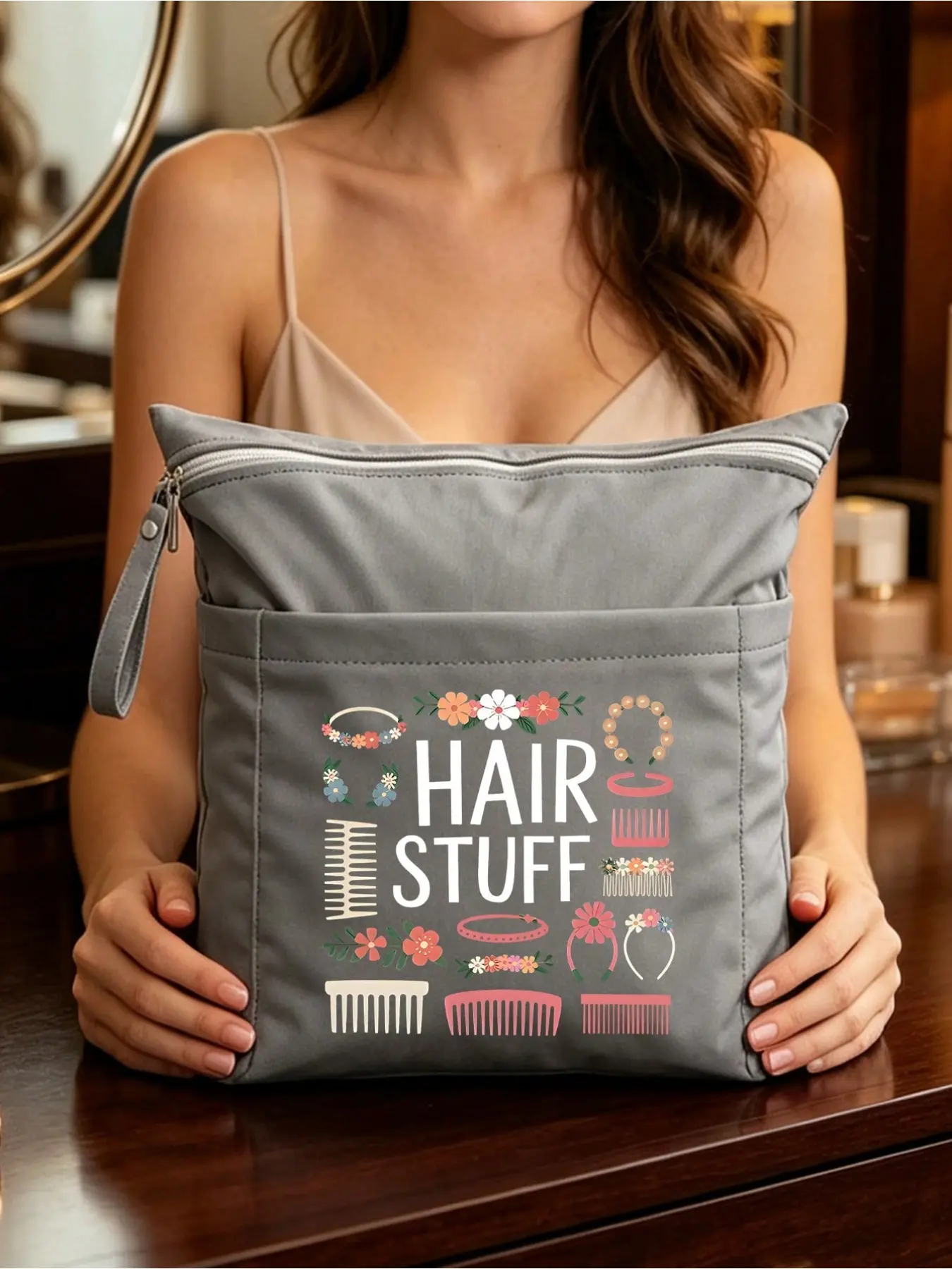 Large Capacity Makeup Bag with Hair Accessory Design, Multi-Functional Cosmetic Pouch, Travel Essentials, Gift Idea for Wedding, Birthday