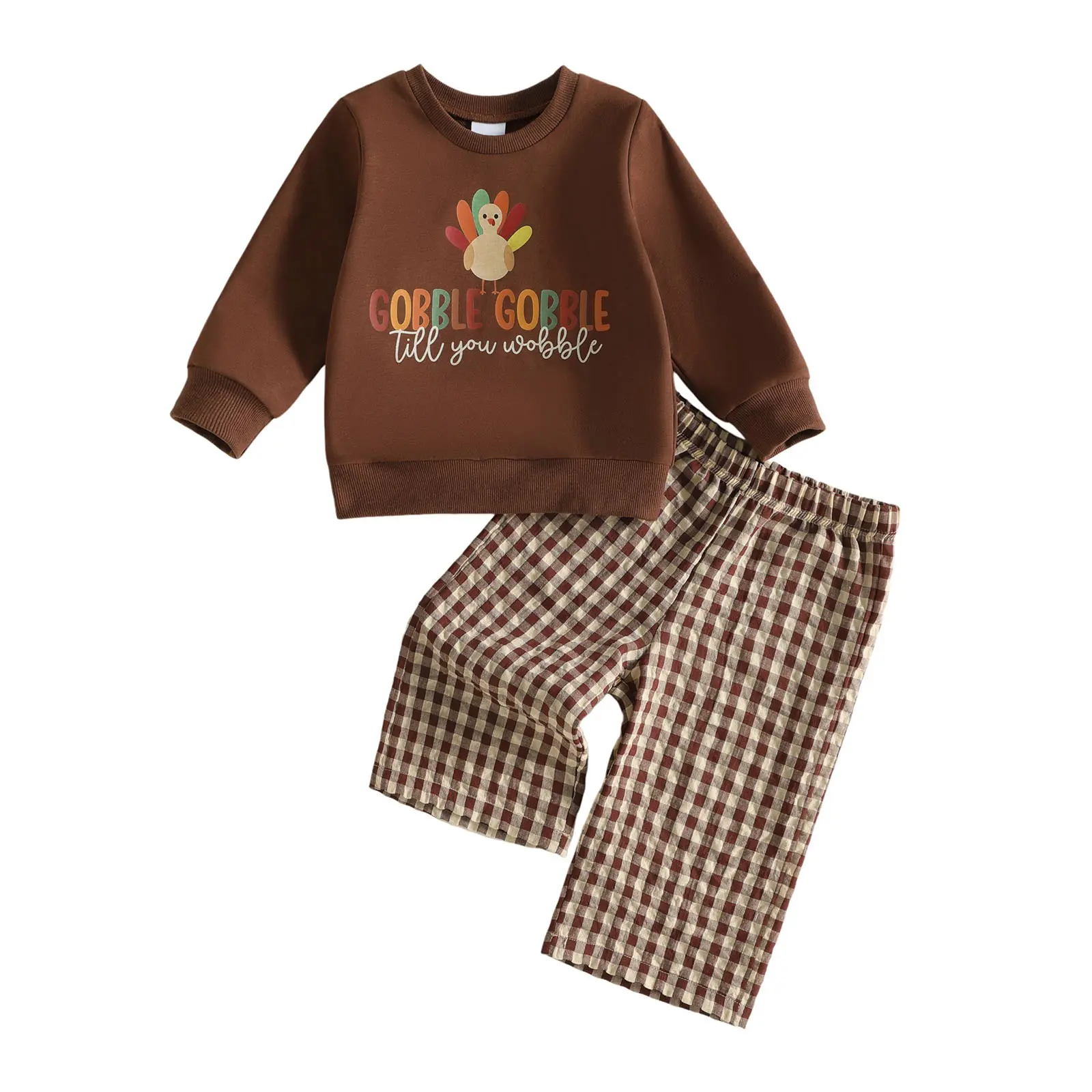 Toddler Baby Girl Boy Thanksgiving Outfit Long Sleeve Sweatshirt Pullover Tops and Pants 2Pcs Fall Winter 3M-3T