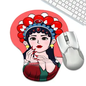 Vintage Traditional Asian Red Art Ergonomic Mouse Pad with Wrist Rest, Gel Wrist Support Mousepad, Pain Relief Laptop Computer Mouse Pad, Non-Slip Mouse Pads for Office & Home, Gift for Her
