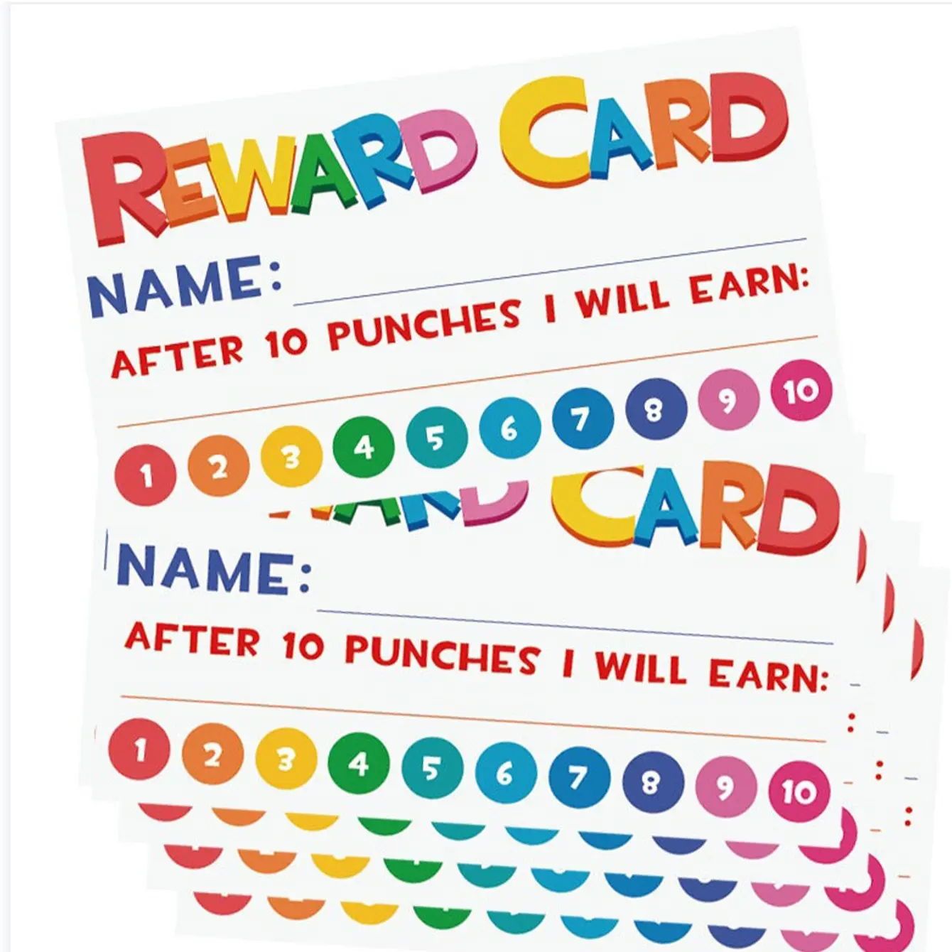 50 Sheets/pack General Labels, Colorful Reward Punch Cards, Blank Back for Notes, Ideal for Christmas, Thanksgiving, Birthday Parties, Classroom Motivation