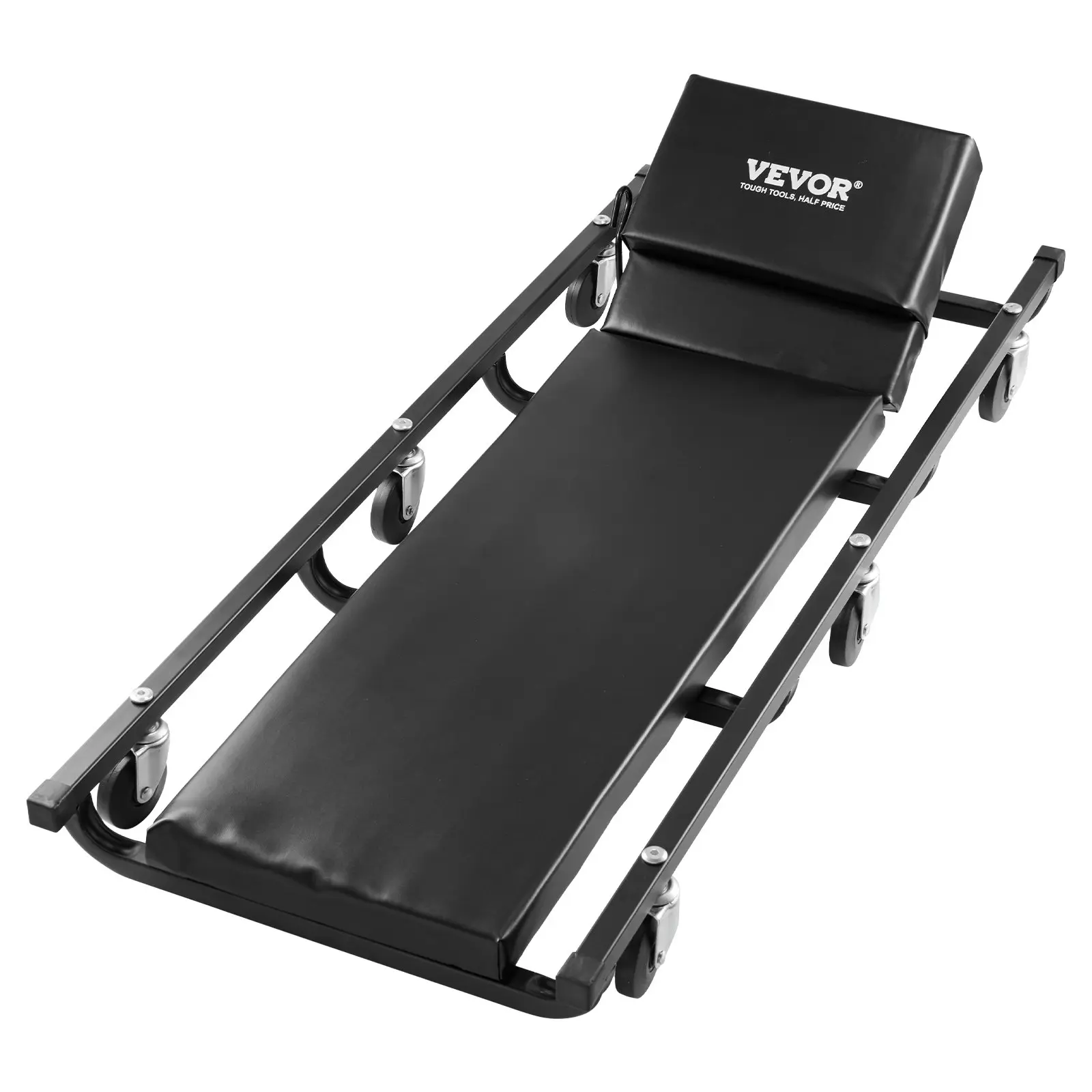 【DealsForYouDays】VEVOR Mechanic Garage Creeper, 40-Inch, 300 lbs Capacity Automotive Rolling Creeper with 6 Casters Adjustable Cushioned Headrest, Heavy Duty Steel Frame Low Profile for Garages, Repair Shops, and DIY