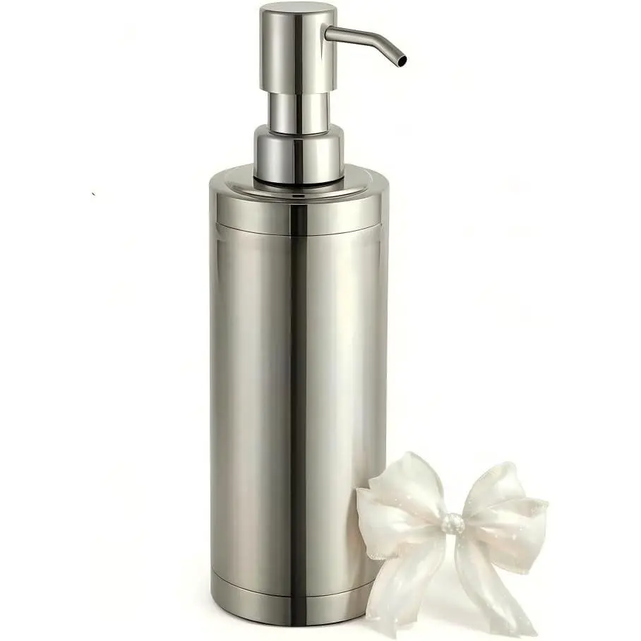 Soap Dispenser Stainless Steel 10.5 Oz - Liquid Hand Lotion Dispenser with Brushed Nickel Pump, Refillable Dishwashing Soap Dispenser Dish Soap for Kitchen, Countertop,Bathroom ()