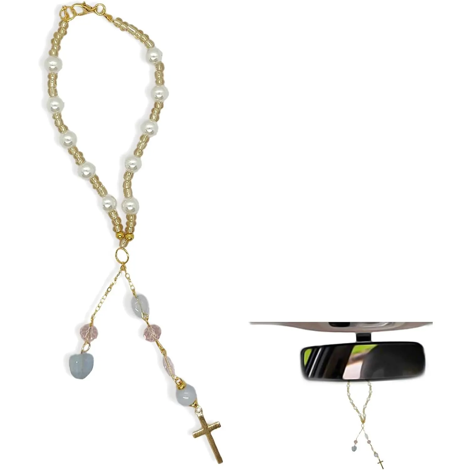 for  Mirror  Rear View Accessories with   Chains to Hang from Rearview Mirror or Steering Wheel Beaded Hangers and Hanger Decor for  Window and Balcony