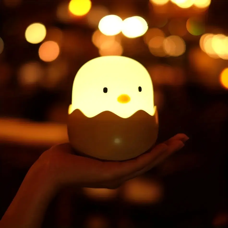 Creative Energy-Saving Bedside Lamp, Chicken Charging Night Light, USB Rechargeable Eye-Friendly Bedroom Study Desk Lamp, LED Night Light