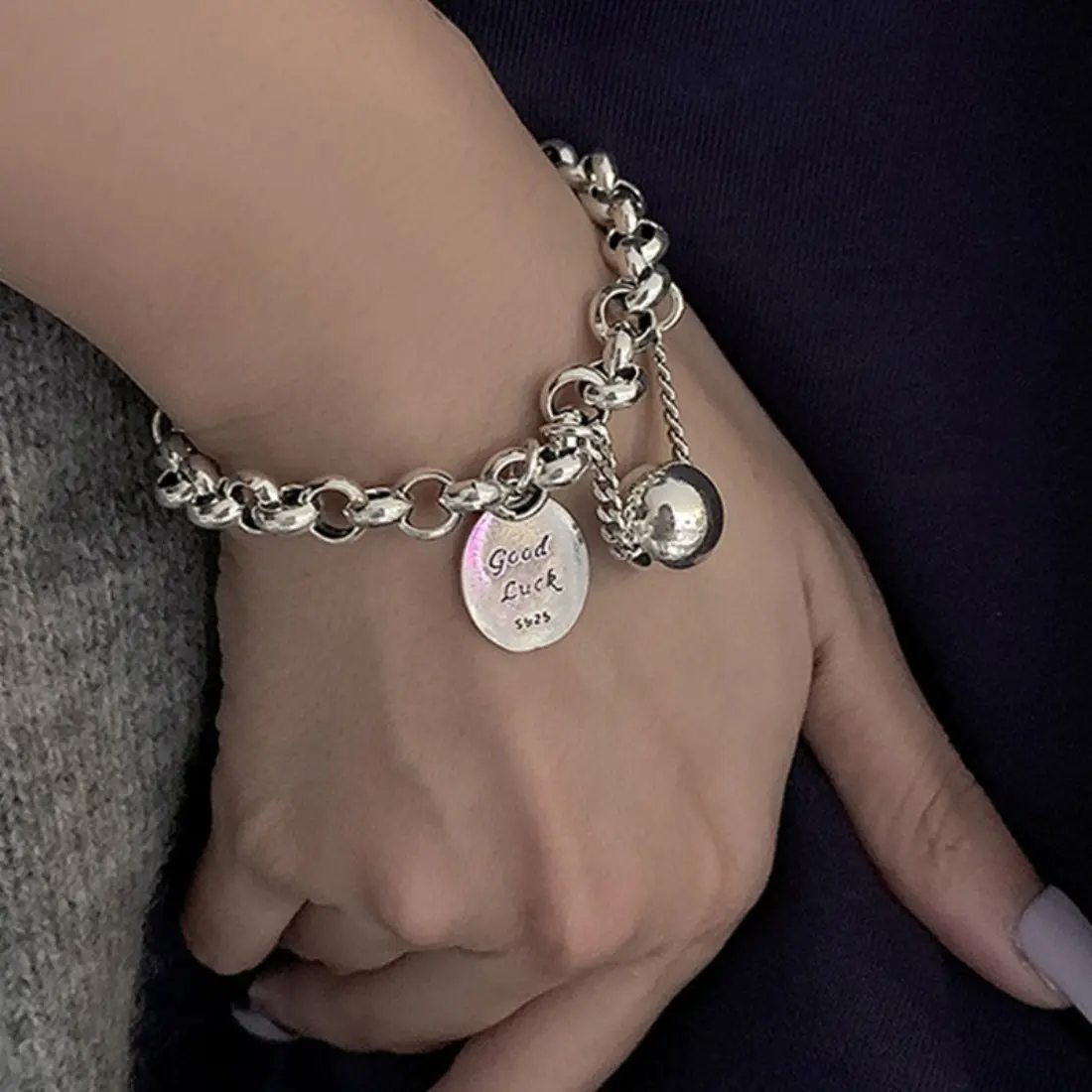 Good Luck Charm Beaded Bracelet for Women, Hip Hop Street Style Ball Bracelet, Boho Minimalist Lucky Tag Adjustable Fashion Jewelry for Daily Wear, Party, Travel & Street Outfit