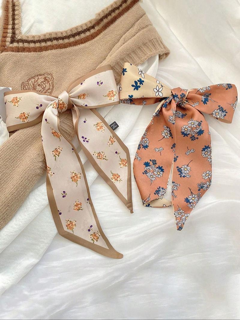 Women's Elegant Ditsy Floral & Heart & Striped Pattern Hair Band, Casual Versatile Hair Accessories for Daily Wear, Minimalist Headwear Suitable for Thick Hair, Floral Hairbands