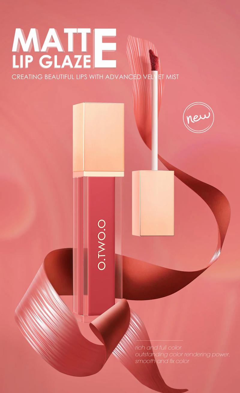 O. tw O.O liquid lipstick lip gloss 12 colors waterproof lightweight long-lasting matte lip stain lip glaze,red cherry 47 lashes,poppi cosmetics lip combo,[in stock] Makeup Smooth