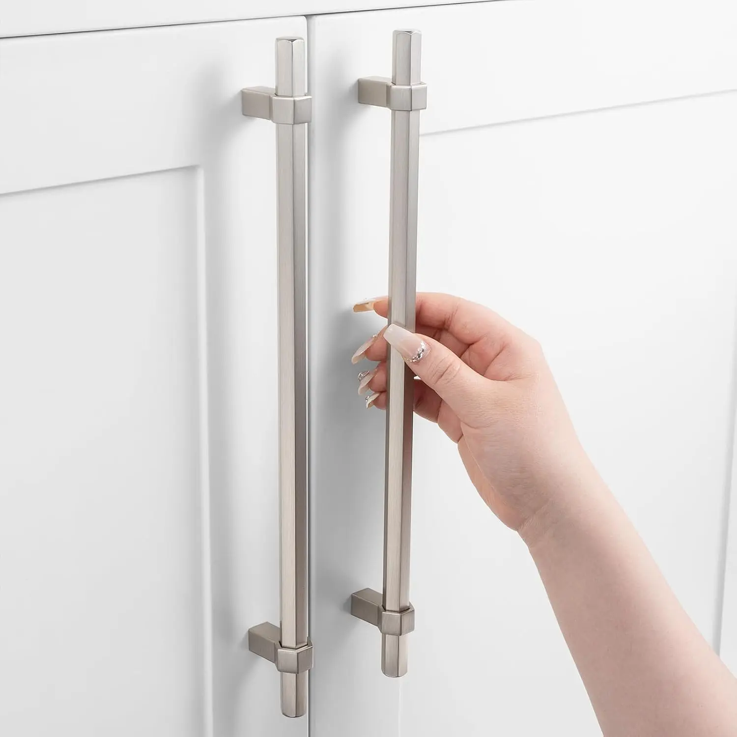 10 Inch Brushed Nickel Cabinet Pulls Bar Drawer Handles 1 Pack P1310 | Solid, Easy Install, Comfortable Grip, Satin Nickel/ Kitchen Cabinet Hardware for Dresser Bathroom  Cupboard