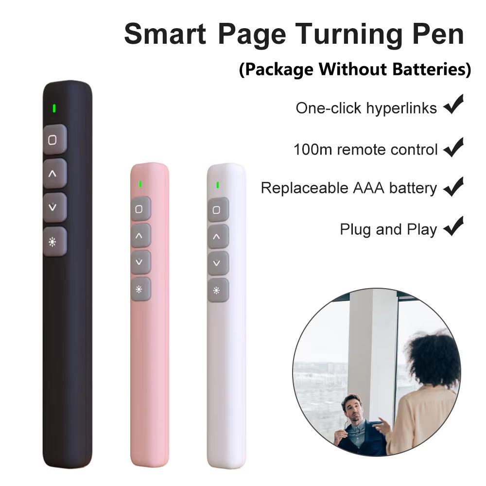 Wireless Presentation Pen, 1 Count USB RF Remote Control Flip Presenter Pointer, PPT Slide Advancer Pen, Office Presentation Supplies