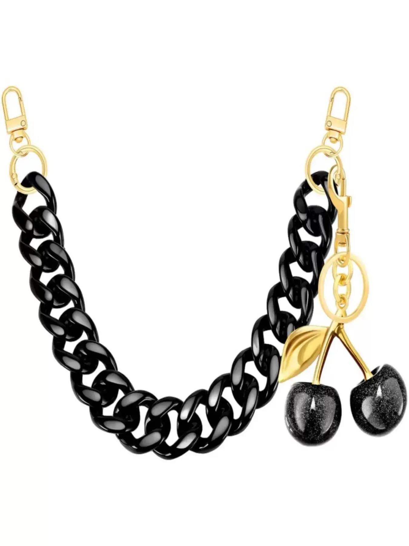 Elegant Bag Chain and Pendant, Cherry Keychain, Extendable Bag Strap, Fashion Accessory, Multi-Functional Chain for Bags and Jeans