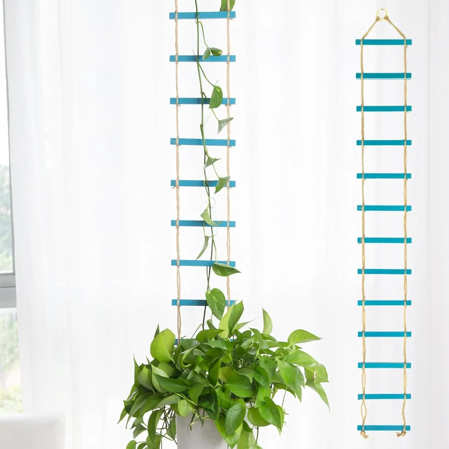 Blue Chain Trellis for Climbing  Indoor - Durable   Design for Pothos and Ivy Support - Decorative Decorative Wall Feature for  and Garden