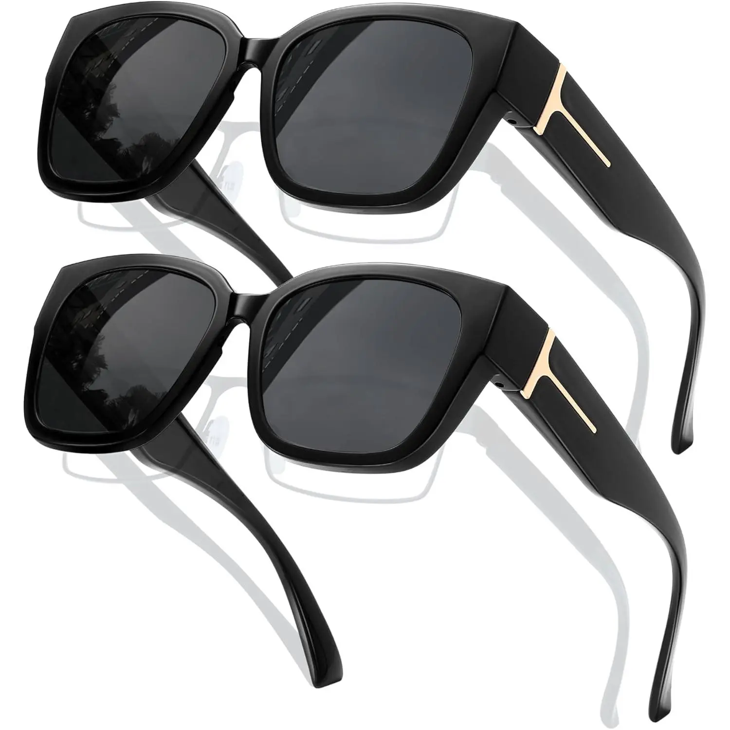 Over Glasses Sunglasses Polarized Fit Over Sun Glasses  Design Fashion Wrap Around Shades 2 Pack