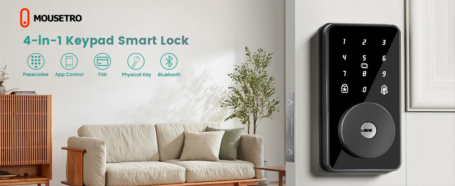 Lock, Door Lock for Front Door, 6 Code Door Lock with, Bluetooth Deadbolt, App
