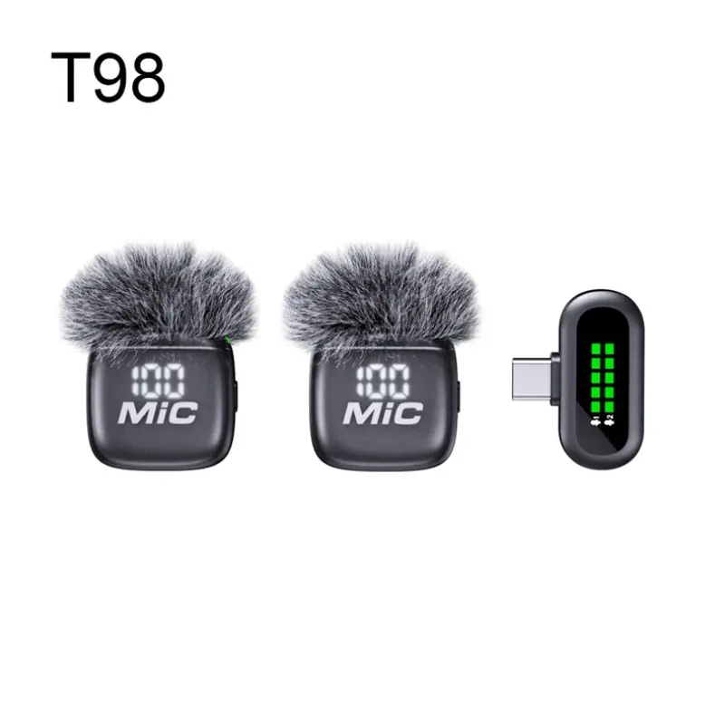 Three-piece professional wireless lapel microphone set, Podcast equipment set, with intelligent noise reduction, plug-and-play for iPhone and Android, rechargeable, Type-C wireless microphone, compact and portable design, suitable for podcasts