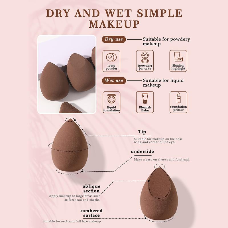 Makeup Tools Set for Women Summer Makeup, 9 Counts/set Including 6 Beauty Blender & 3 Makeup Powder Puffs, Soft Cosmetic Accessories for Contouring, Blending, Facial Detailing, Cosmetics Makeup Tool