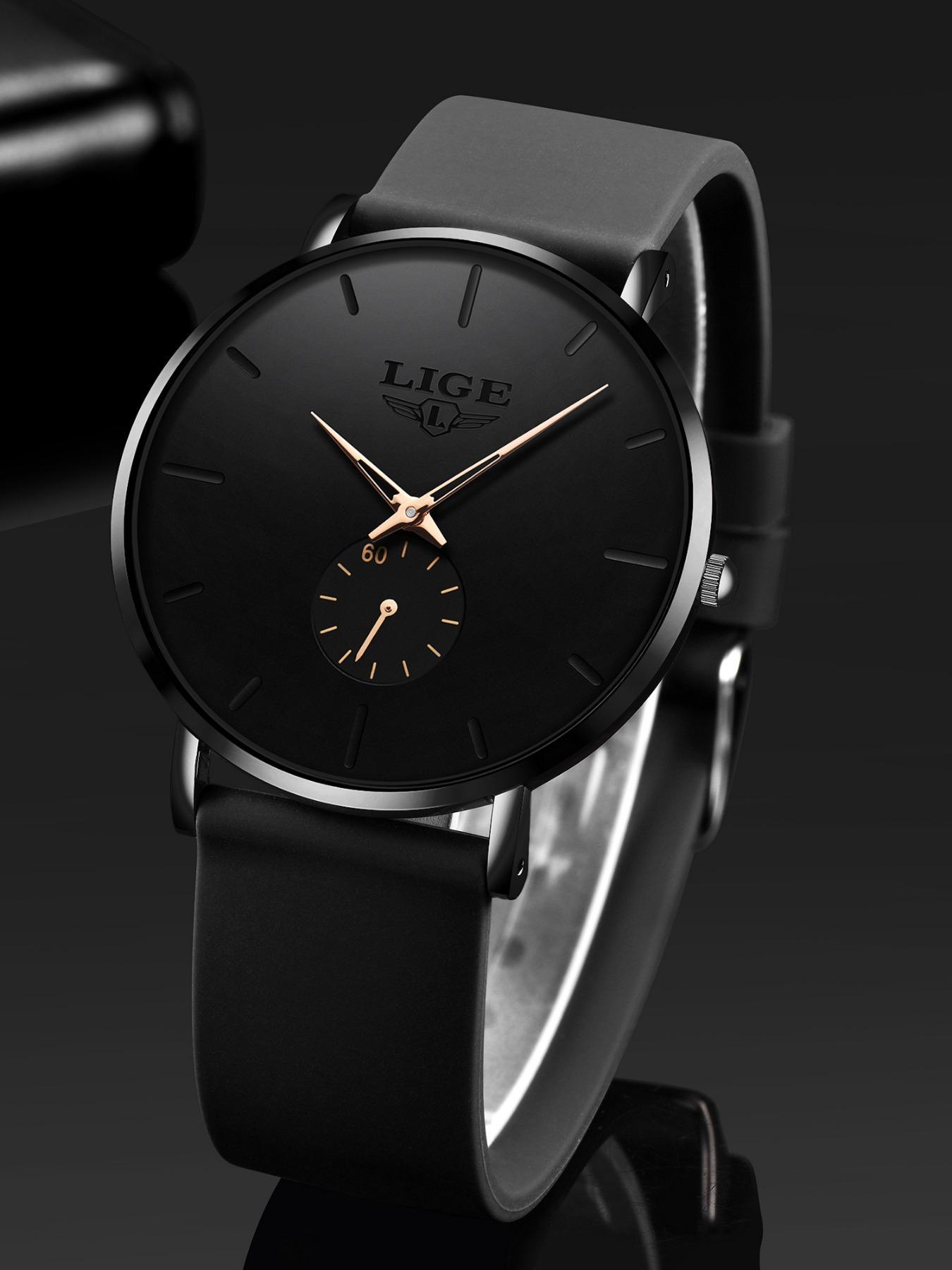 Men's Business Fashion Round Dial Analog Quartz Watch, Minimalist Style Wristwatch, Modern Fashionable Wristwatch, Trendy Watch for Daily Use As Gift with Box, Business Casual Watch, Business Fashion Watches detail 3
