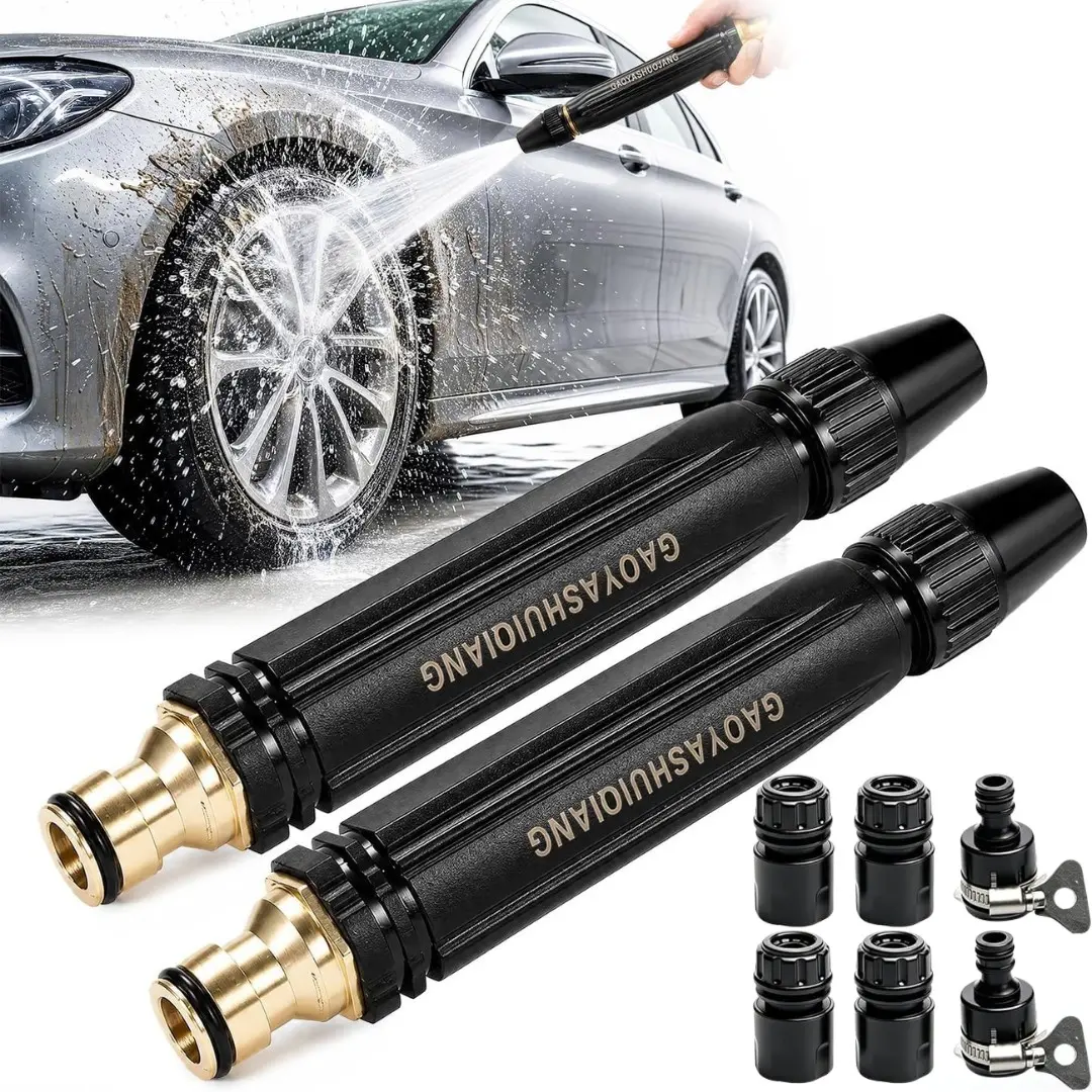 2PC Heavy Duty Adjustable Twist Hose Nozzle, High Pressure Water Hose Nozzle,Garden Nozzle for Hose Outdoor High Pressure, Heavy Duty High Pressure Hose Nozzle, Home High Pressure Car Wash Water Gun,Pressure Washer Hose Attachment for Plant Watering Lawn