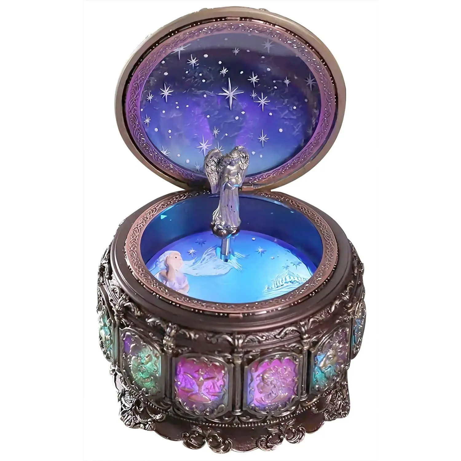 Box Constellation Style Plays Always with Me Tune, Goddess Rotating Musical Box Sankyo 18-Note Wind Up Hand-Painted Collectible Zodiac  for Christmas Birthday