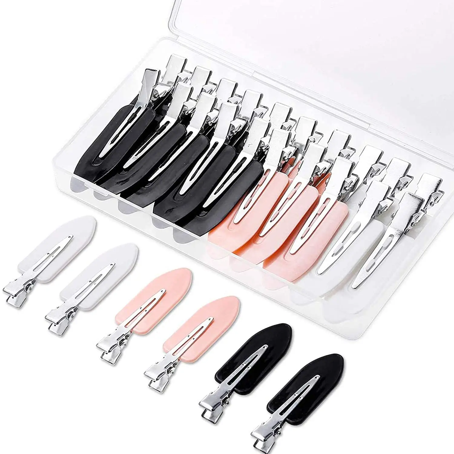 20 count No Bend Hair Clips, No Crease Hair Clips  Pin Clips with Storage Box for Hairstyle Bangs Waves Makeup Application